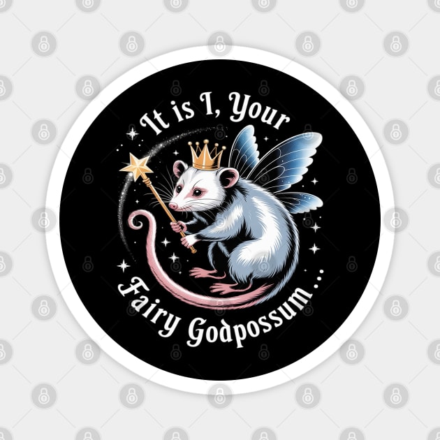 It Is I Your Fairy Godpossum Funny Opossum Spirit Animal Magnet by Ink Lines